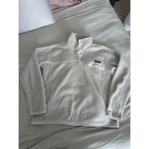 Patagonia‎ Womens XL Snap-T Pullover Fleece Beige Cream Winter Outdoor